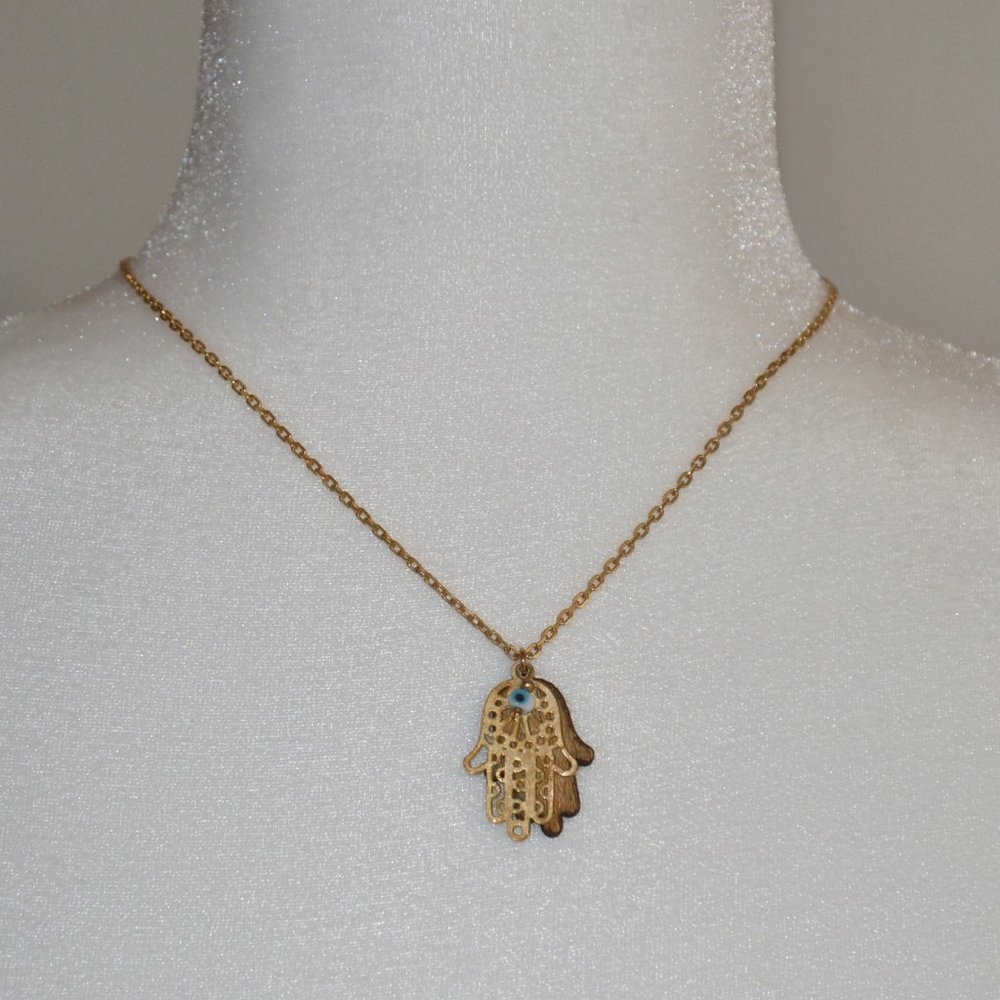 8/$20 Hamsa Hand ~ Evil Eye Gold Necklace
